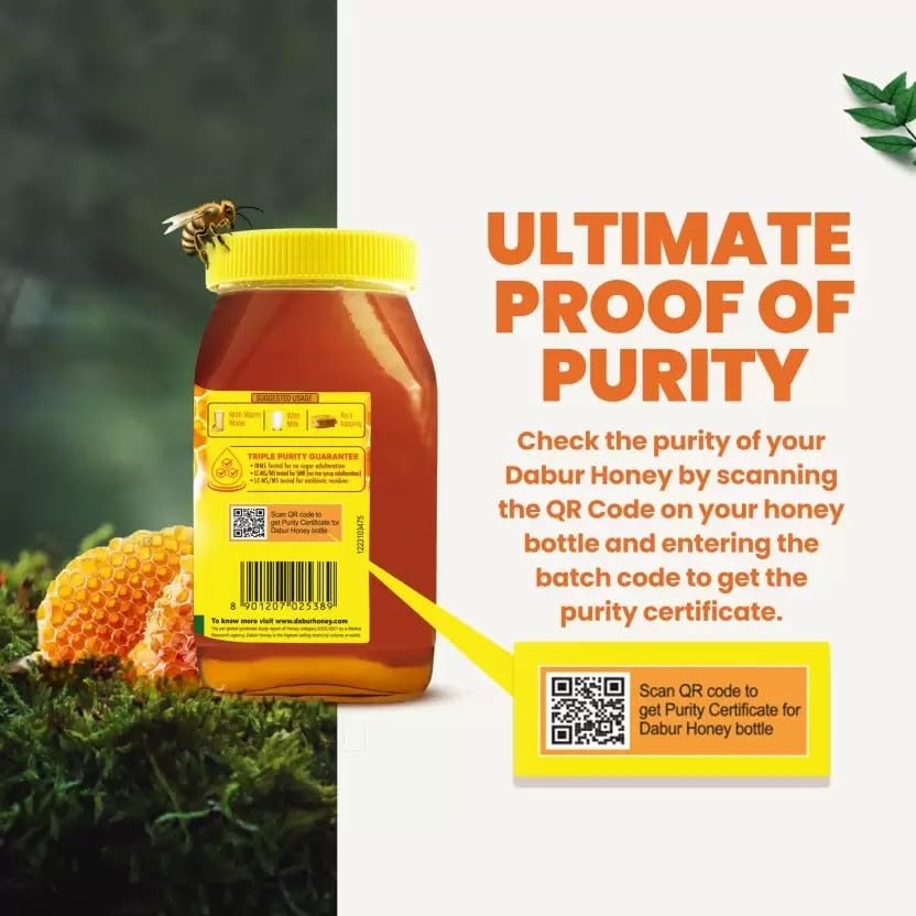 Dabur Honey 1.2kg Bottle | 100% Pure Natural Sweetener | No Sugar Adulteration | Rich Antioxidants for Health, Immunity & Weight Management