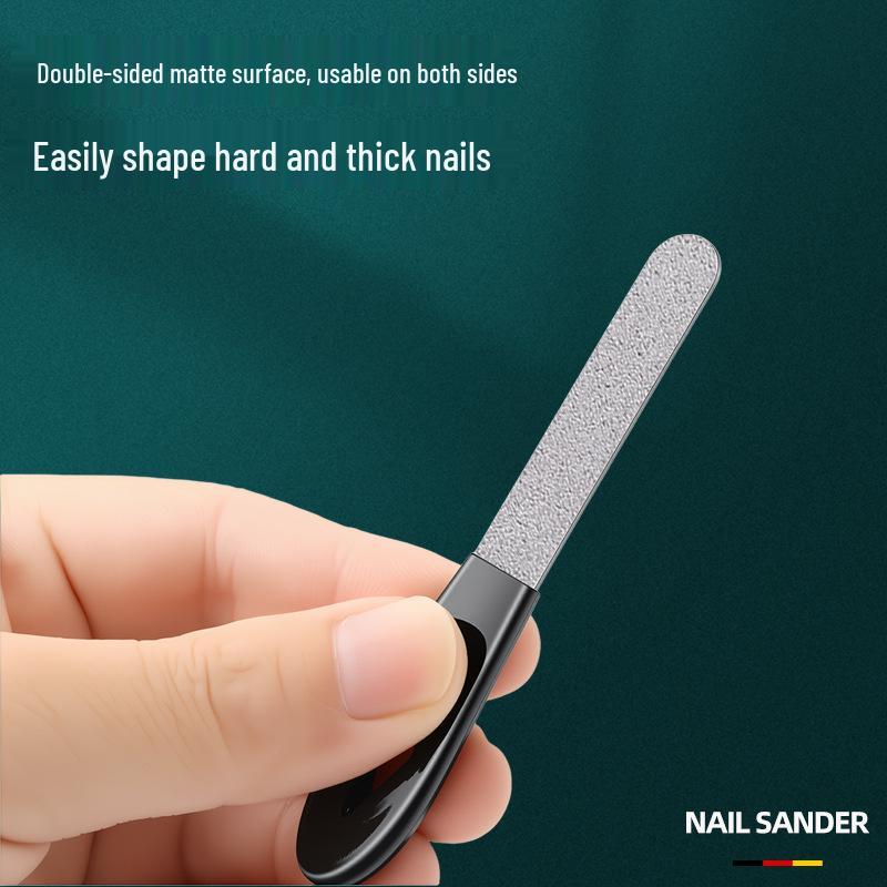 Mini Double-Sided Stainless Steel Nail File with Round Head Buffer and Polisher
