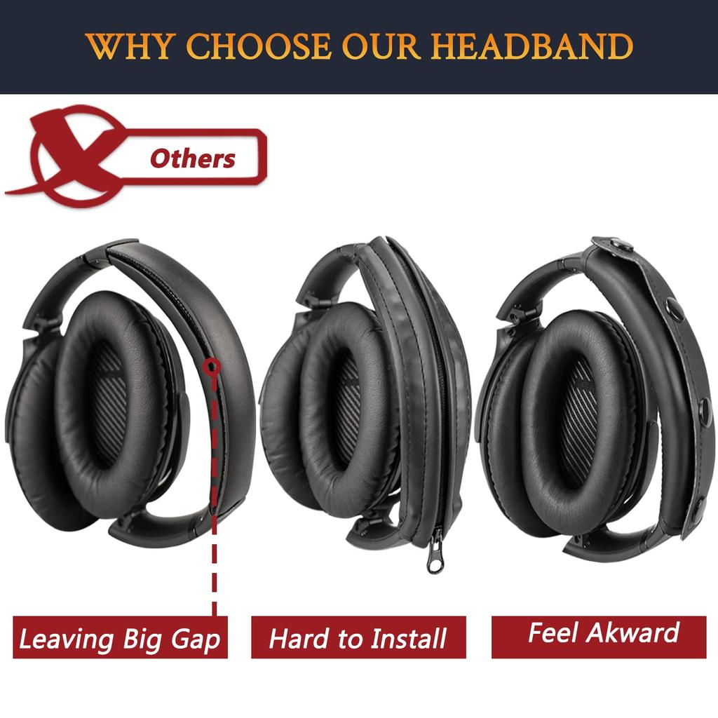 SOULWIT Headband Headband Pad Replacement Cushion Headphone Band Headset Band Replacement Kit for Bose QuietComfort 35 & 35ii (BOSE QC35 & QC35ii) (Bl