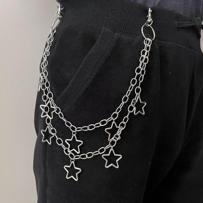 Star Pendant Jeans Pannts Chain Belts Punk Cool Street Keychain Metal Pants Chain  for Women Men