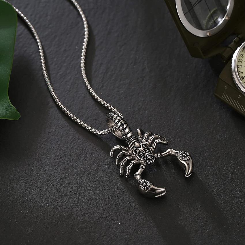 Stainless Steel Scorpion Pendant Necklace - Men's Punk Jewelry Gift.