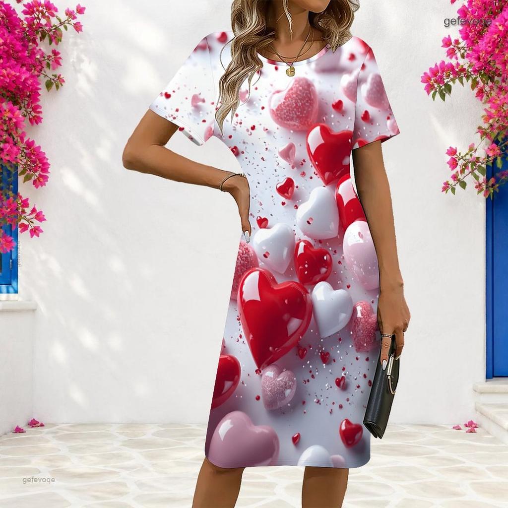 Women Plus Size Round Neck Short Sleeve Fitted White American Flag Printed Dress