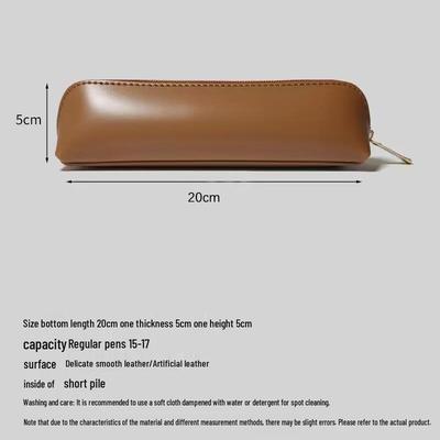 Black Faux Leather Large Capacity Pencil Case for Students