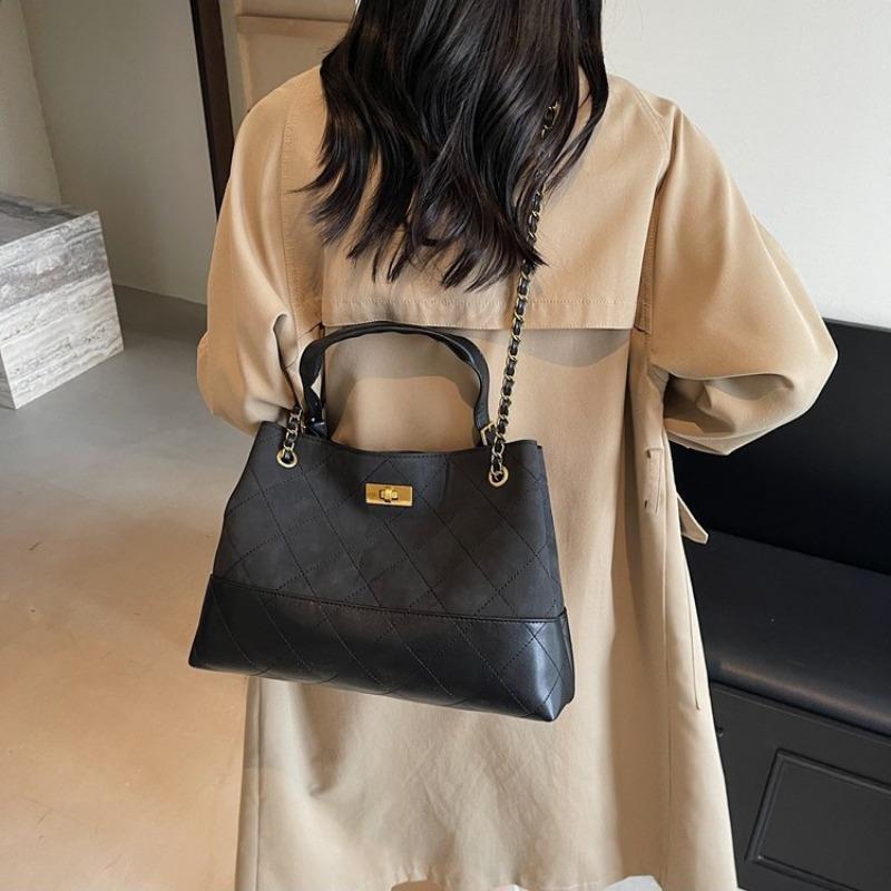 Rhombus Chain Bag Women's Large-capacity New Summer Leisure Niche Shoulder Messenger Bag Tote Bag
