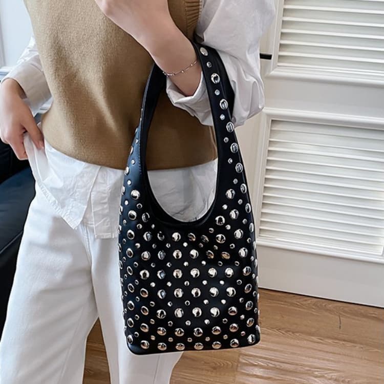 Metal Rivet Tote Bag Women's Shoulder Underarm Bag
