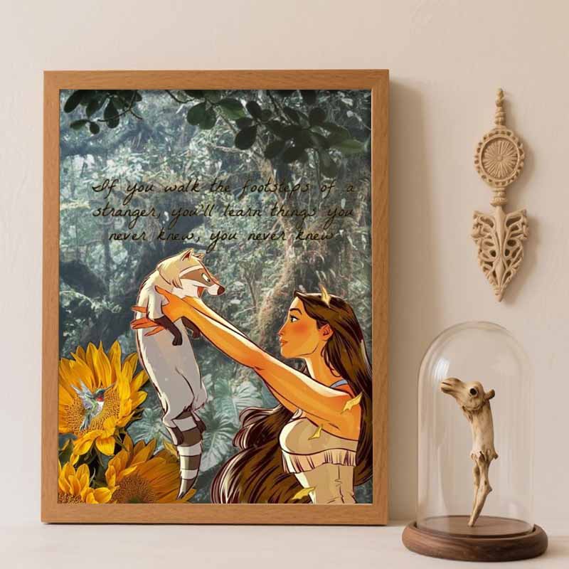Disney Diamond Painting 5D DIY Pocahontas & Meeko Diamond Painting Kit Adult/Beginner Gift Idea Home Decor Round 20x30cm