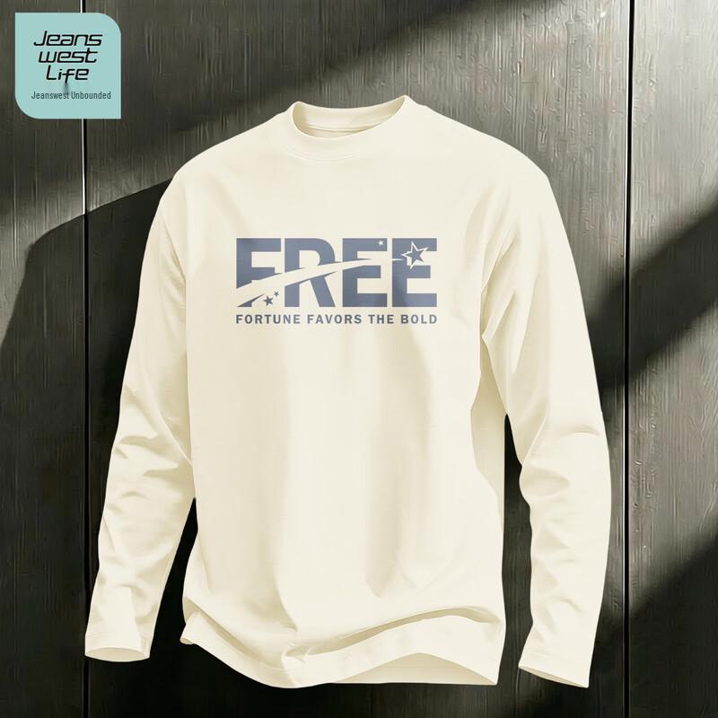 Jeanswest Life Men's Loose Fit Cotton Crewneck Long-Sleeve Tee