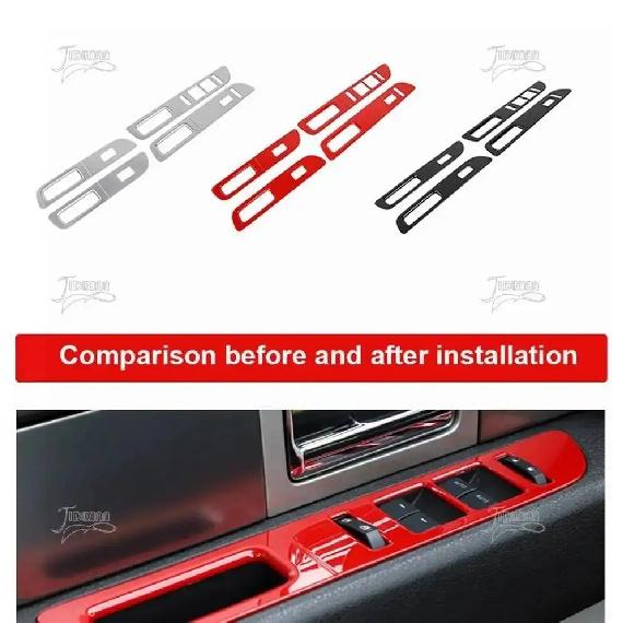 JIDIXIAN Car Interior Window Lift Switch Button Decoration Panel Cover Fit for Ford F150 2009 2010 2011 2012 2013 2014