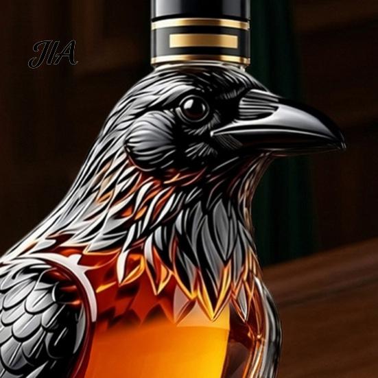 Whiskey Decanter Crow Decanter, 350ml Capacity Liquor Glass Bottle, Gift for Lovers Decorative Alcohol Dispenser Home Kitchen Bar Storage Container