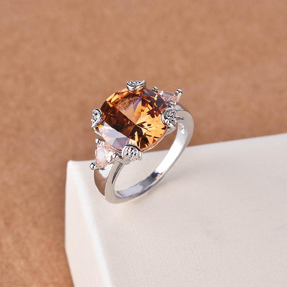 Champagne Morganite Ring Elegant Engagement Ring for Women Fashion Jewelry Gift