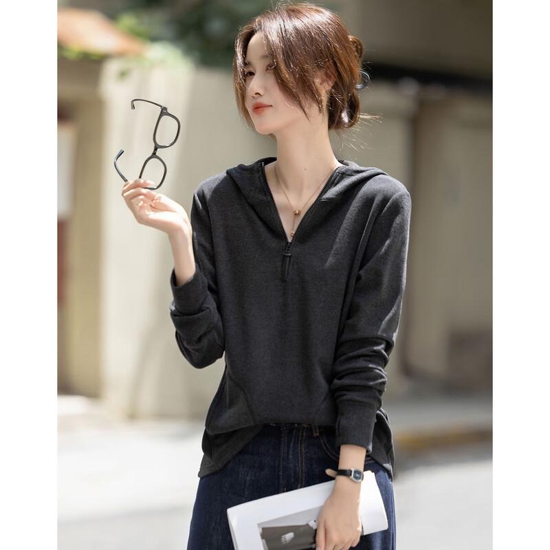 Demana Women's Autumn Half-Zip Hooded Sweatshirt