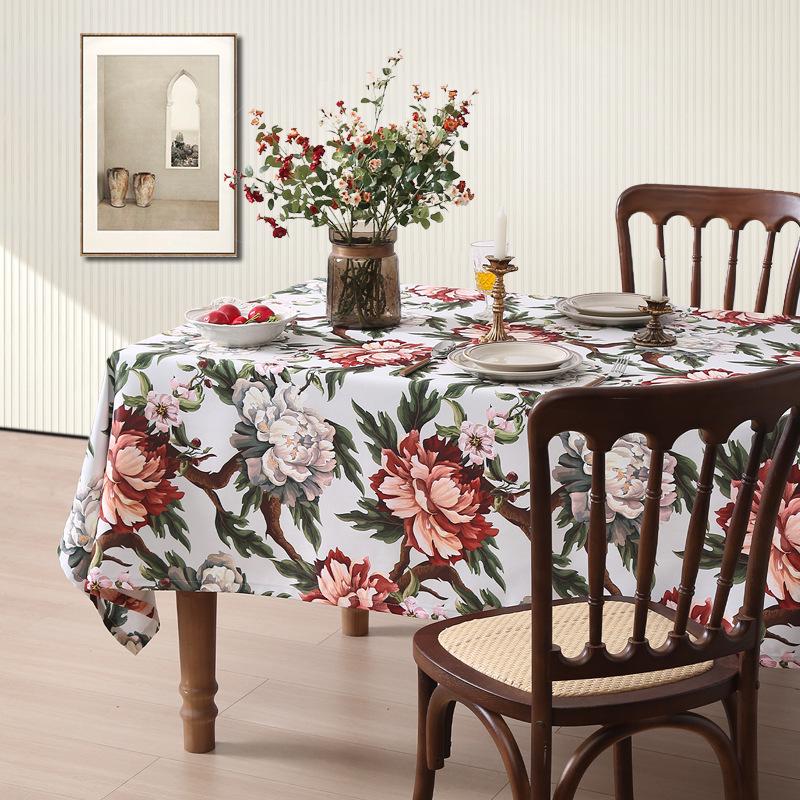 Tovaglia nordica con stampa a nappe in cotone lino antimacchia - Resistente al calore per casa e sala da pranzo