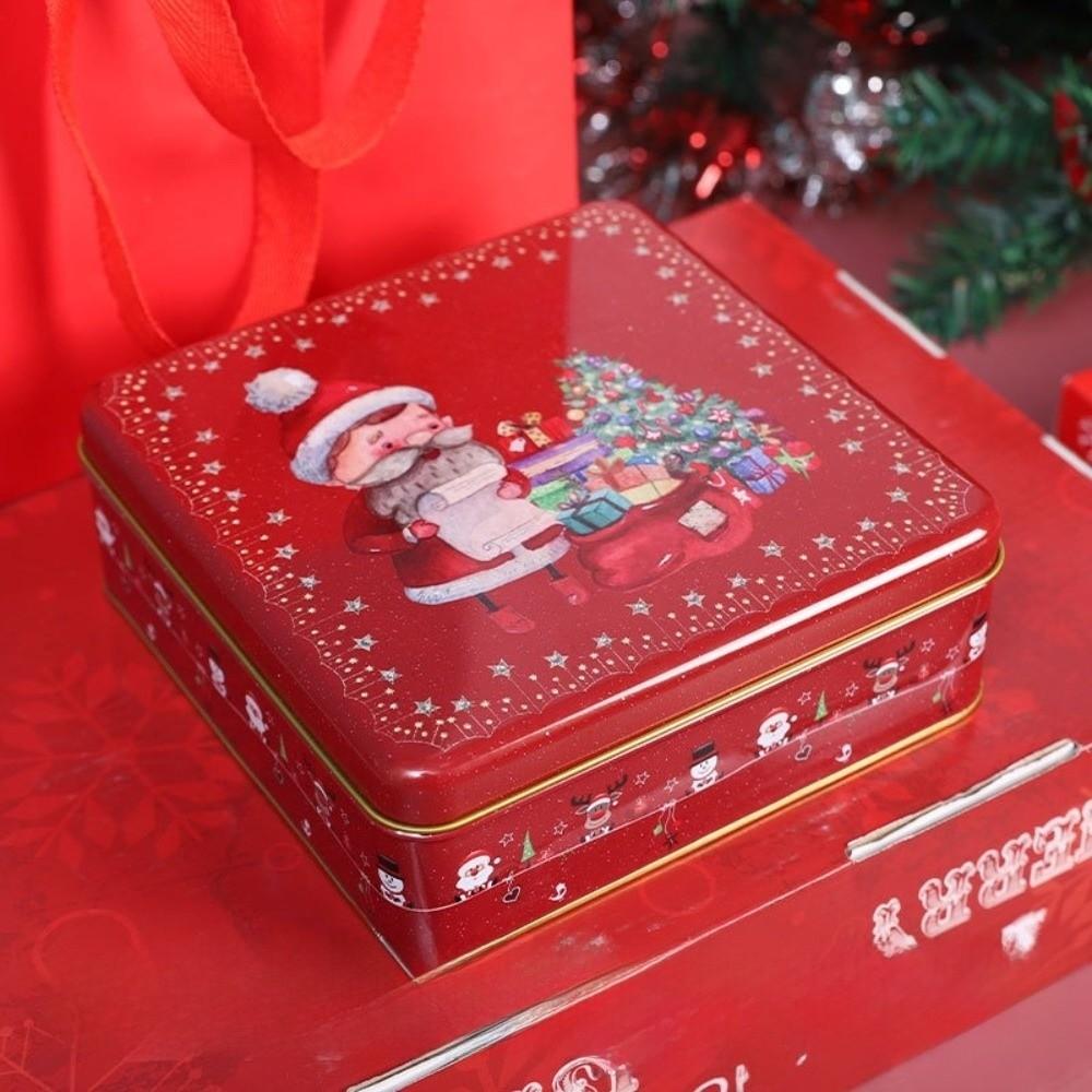 Cute Cartoon Christmas Gift Box Square Party Supplies Christmas Candy Box Christmas Decoration Tinplate Candy Storage Containers