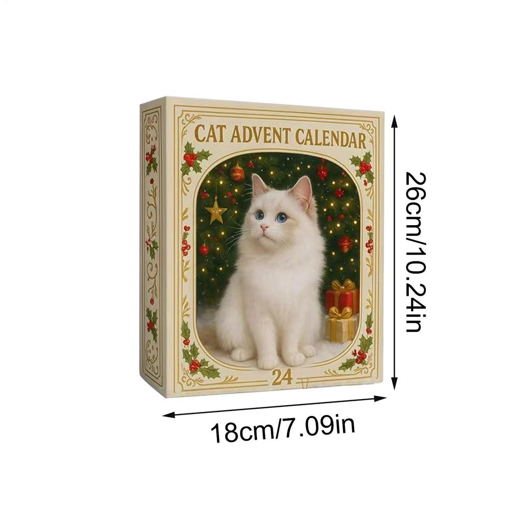 Advent Calendar 2025 24 Days Christmas Countdown with 24Pcs 2D Acrylic Cute Kitten Tree Decoration for Xmas Cat Lovers Gifts