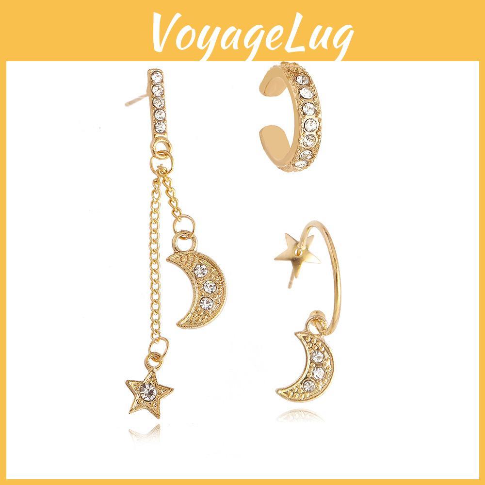 Elegantes Halbmond-Stern-Ohrring-Set Schicker Euro-Amerikanischer Modeschmuck Trendig