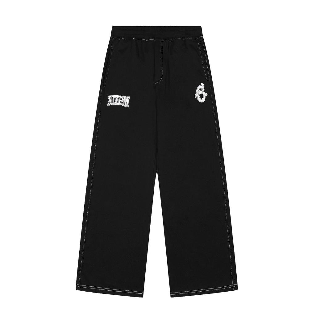 Trendige 6PM schwere Baumwoll-Reißverschlussjacke: Lockerer Schnitt, Streetwear-Stil mit aufgesetzter Stickerei.