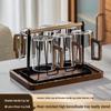 Jimi Borosilicate Glass Cup Set with Wood Holder & Tray