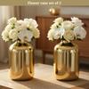 Metal Flower Vase Set of 2, Gold | Modern Metal Flower Vase In Gold –  Displays for Living Room – Great Wedding Gift (Set of 2)