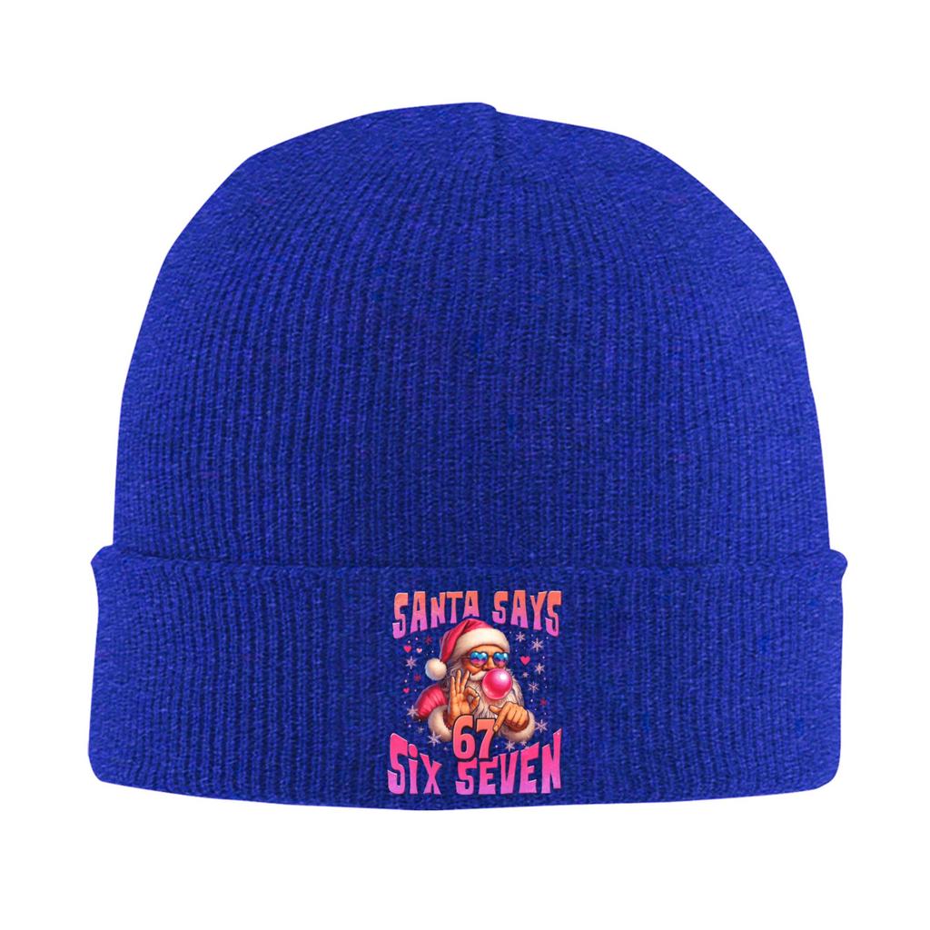 Men Funny Santa Says Six Seven Christmas 67 Meme Xmas Beanie Hats Vintage Knit Hat Autumn Kpop Caps Design Elastic Bonnet Hats