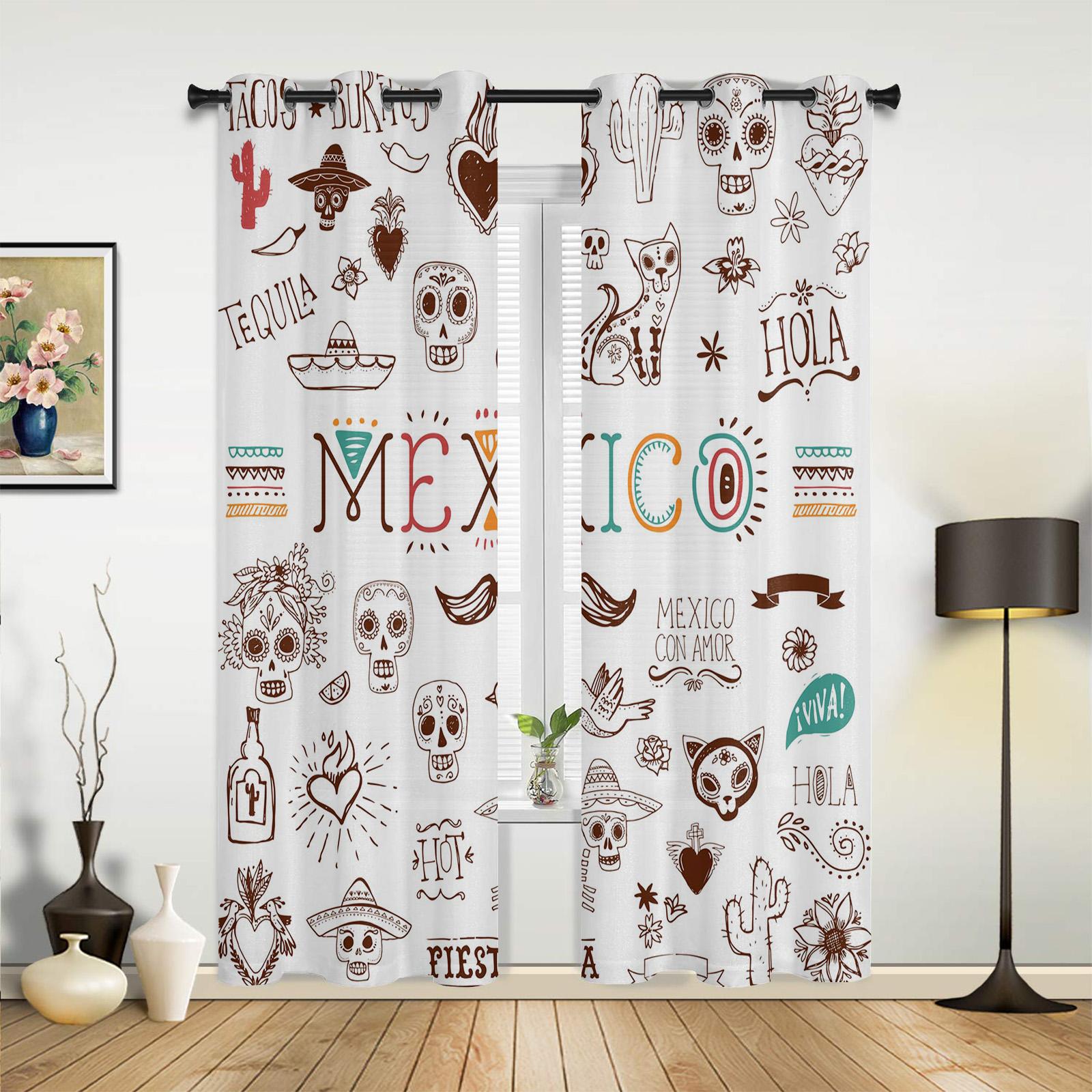 

Mexican Lizard Window Curtains Home Decoration Living Room Treatments Drapes Cortinas Kitchen Bedroom Curtain Polyester Perfect For Sitting W100*H130(CM)-Grommet top&2PCS