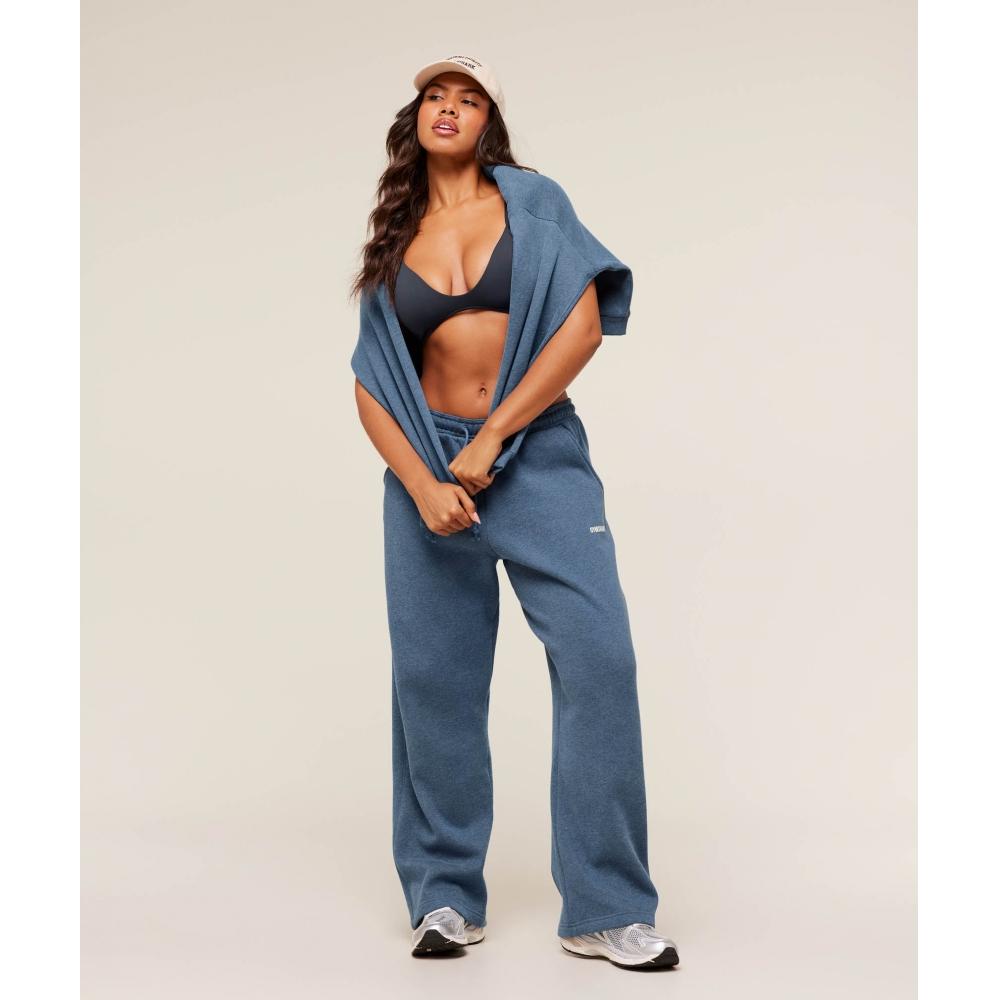 Gymshark Cosy Luxe Straight Leg Joggers Bros Compound Blue Marl B4c2o Udxb