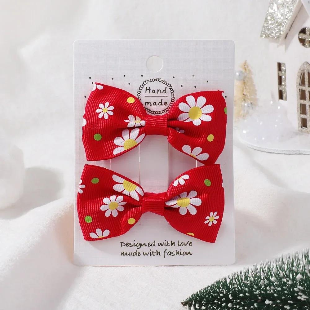 2Pcs/Set Solid Color Nylon Kids Bows Hair Clips for Baby Girls Handmade Bowknot Hairpin Barrettes Photograph Hair Accessories