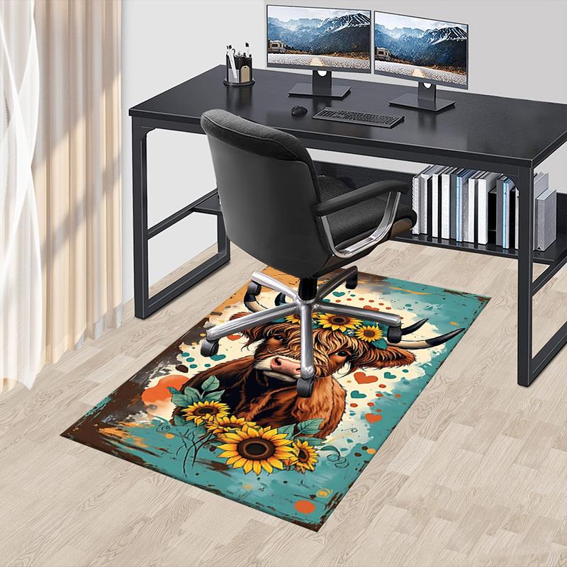 1PC Cow Sunflowers Extra Large Non Slip Floor carpet, Office, family, Studio Large Area Rug Indoor Rugs, Bold Statement Piece