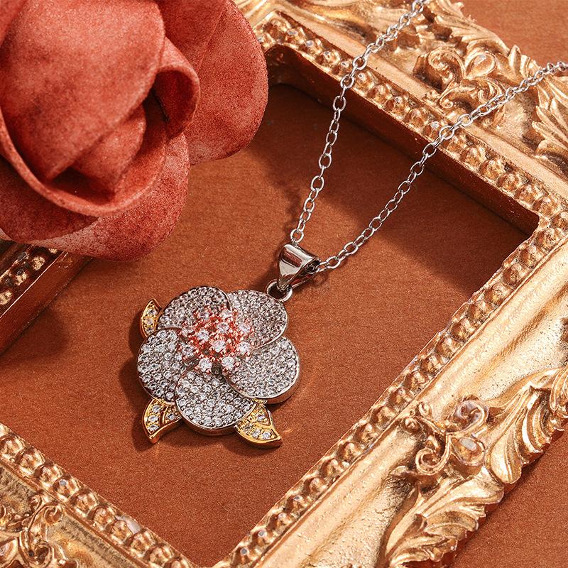 Camellia Super Flash Stud Earrings, High-End Necklace, Women'S Flower Niche Set Design