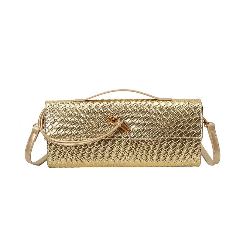 New woven dinner bag, baguette bag, organ bag, horizontal portable shoulder messenger bag.