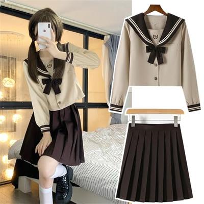 [NOKIJP] Authentic Sailor Uniform with Buttons, 6 Colors, JK Cosplay, Short Sleeve, Long Sleeve, Adult, High School Girl Uniform, Ranking, Women's Sai