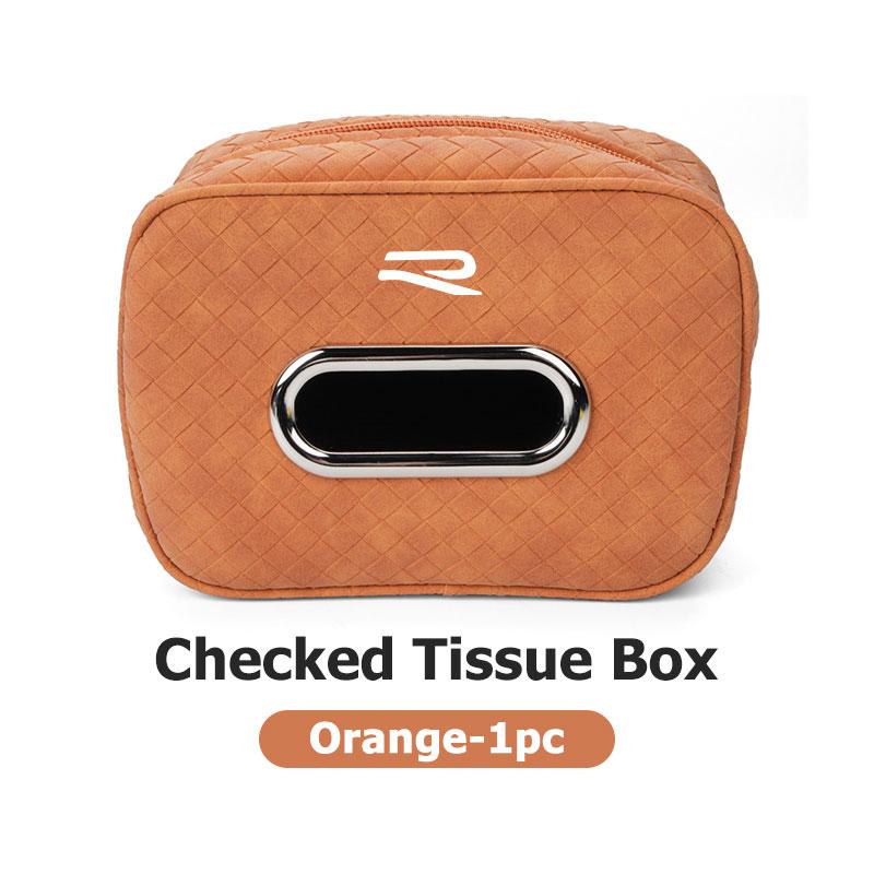 Universal Car Tissue Container Checkered Leather Auto Tissue Box For Volkswagen VW Passat B5 B5.5 2000- 2007 2008 2009 2010 zk8