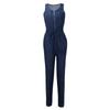 Womens Casual Off Shoulder Denim Jeans Pocket Sleeveless  Jumpsuits Rompers