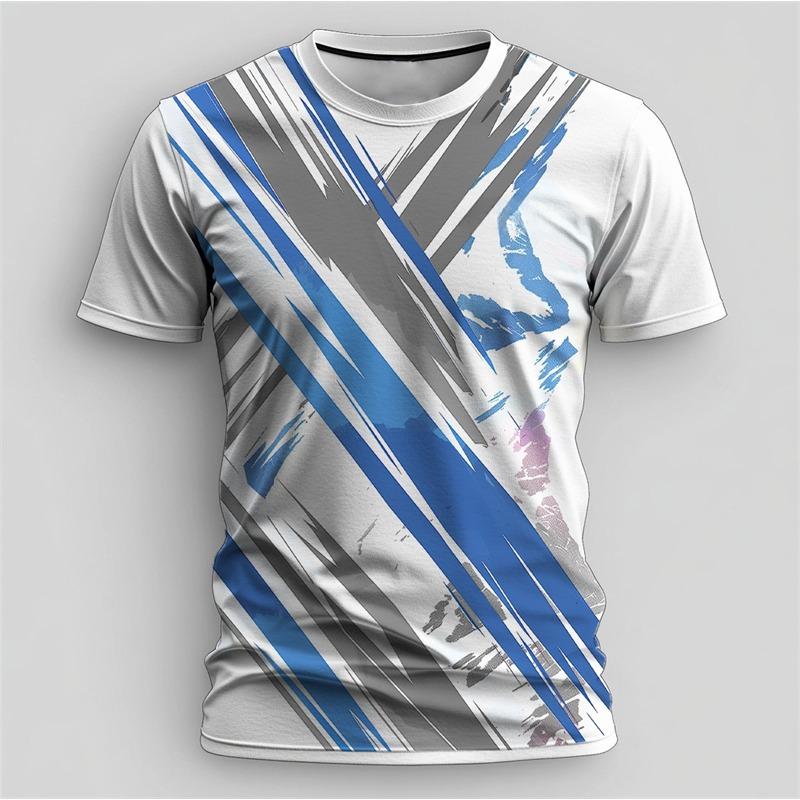 Simple Fashion Contrast Color Sports T Shirt Summer Casual Gym Fitness 3D Printed T-shirts Loose Breathable Running Tees Tops