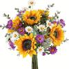 Artificial Sunflower Bouquet for Wedding Bridal Holding Flowers Fake Silk Sunflower with White Small Daisy Flower for Bride Bridesmaid Wedding Party