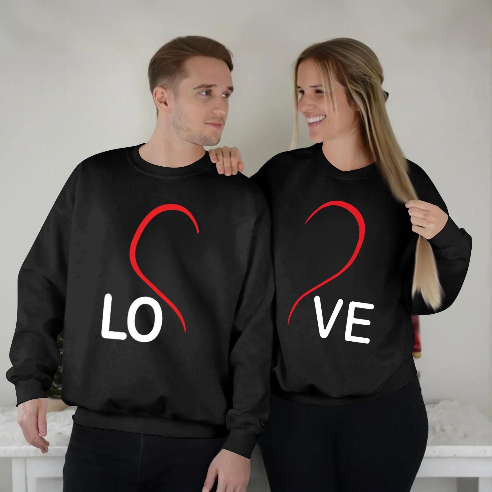 

Женский топ с круглым вырезом и длинными рукавами, пуловер с принтом ко Дню святого Валентина, парная толстовка XXL чёрный