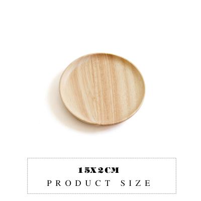 Rubber wood Round Japanese style dinner plate beef steak fruit Snacks tray tea tray Restaurant storage plate Solid wood plates