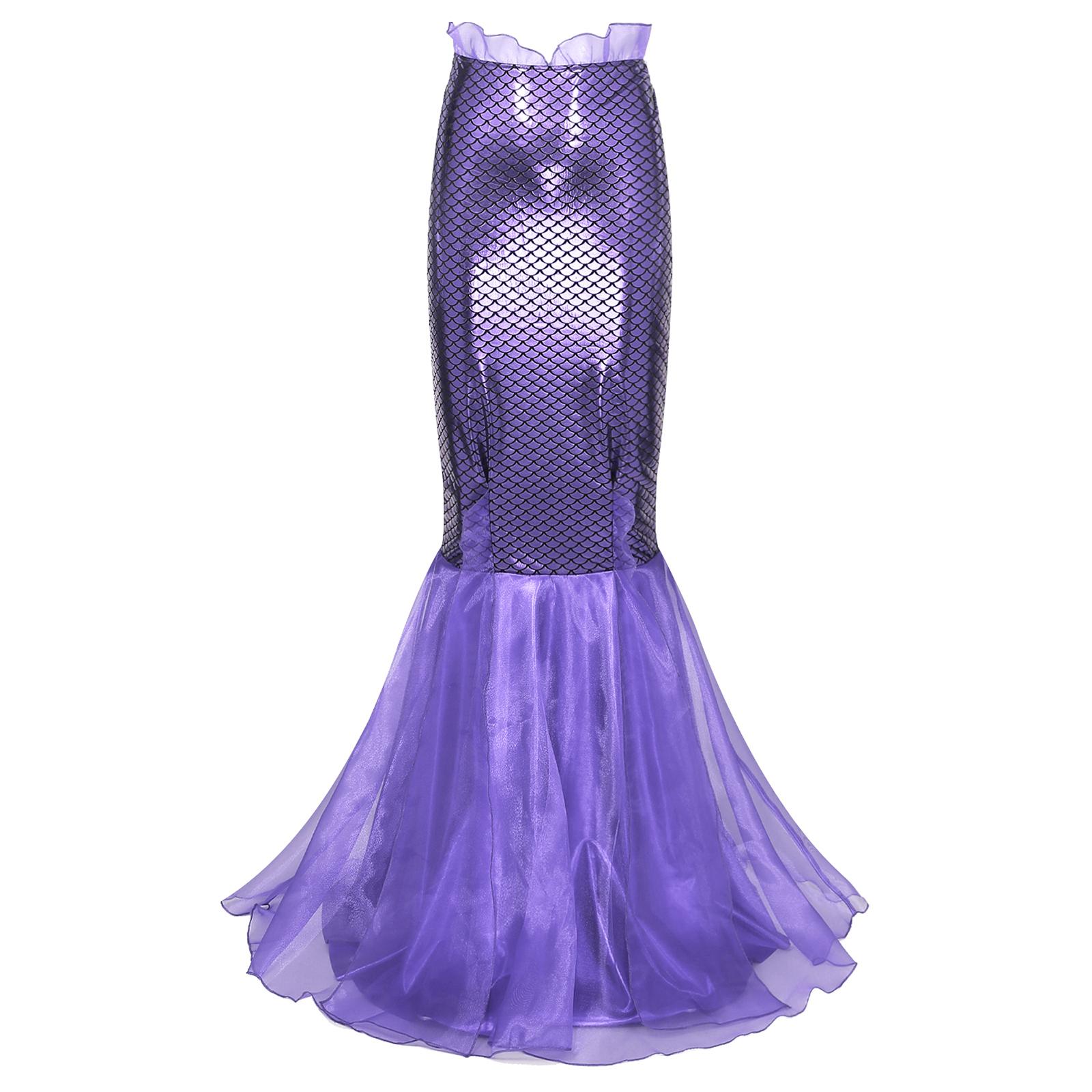 

Жіноча максі-спідниця русалки з принтом риб ячої луски, тюлева, каскадна, з хвостом риби, спідниця для косплей-вечірки S