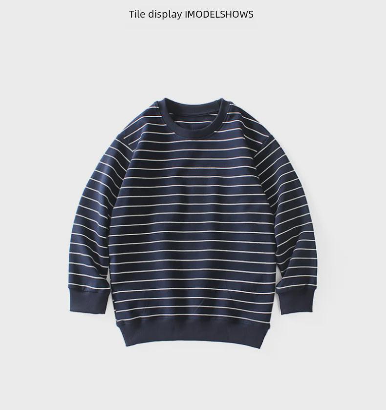 2024 Herbst Koreanische Kinder gestreifte Frottee Sweatshirts für Jungen