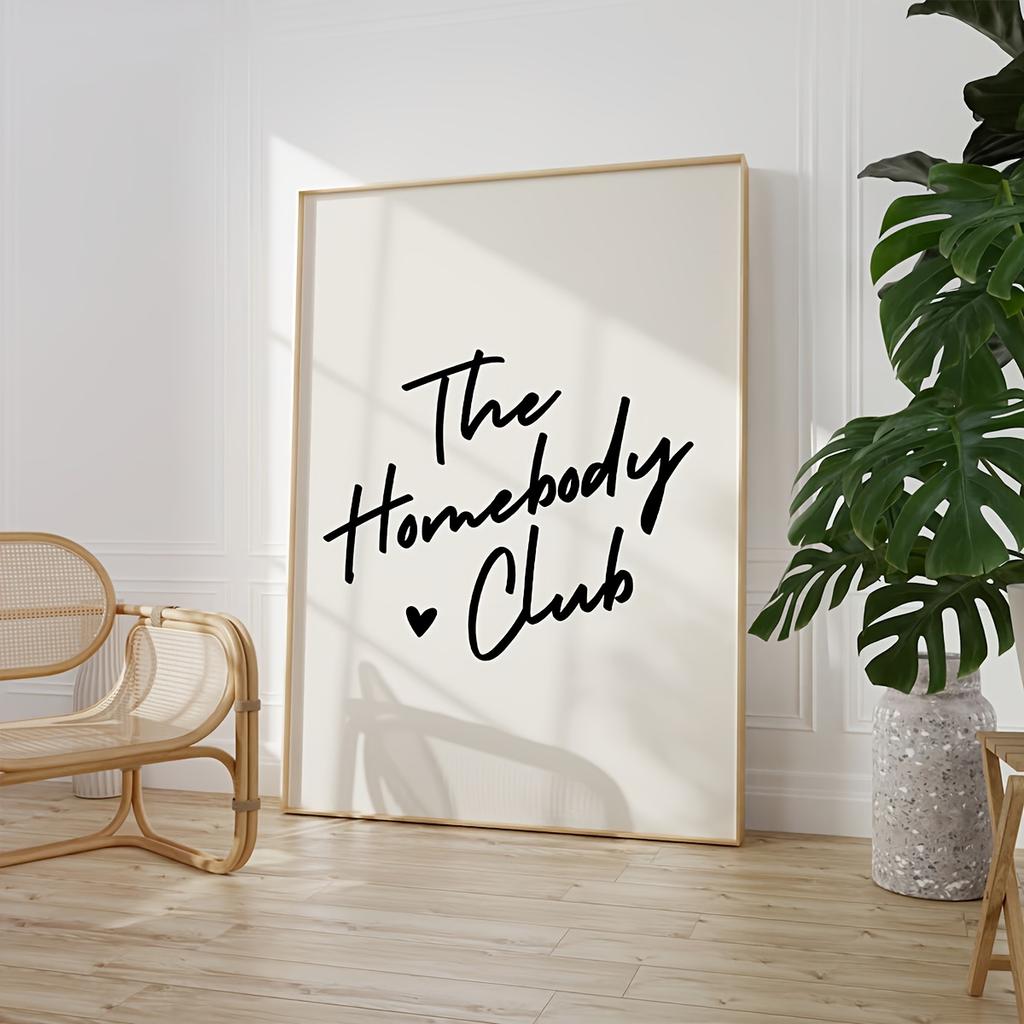 1pc The Homebody Club Frameless Canvas Art Print, Modern Minimalist Art Deco Style, Fashion Theme Poster for Living Room, Bedroo