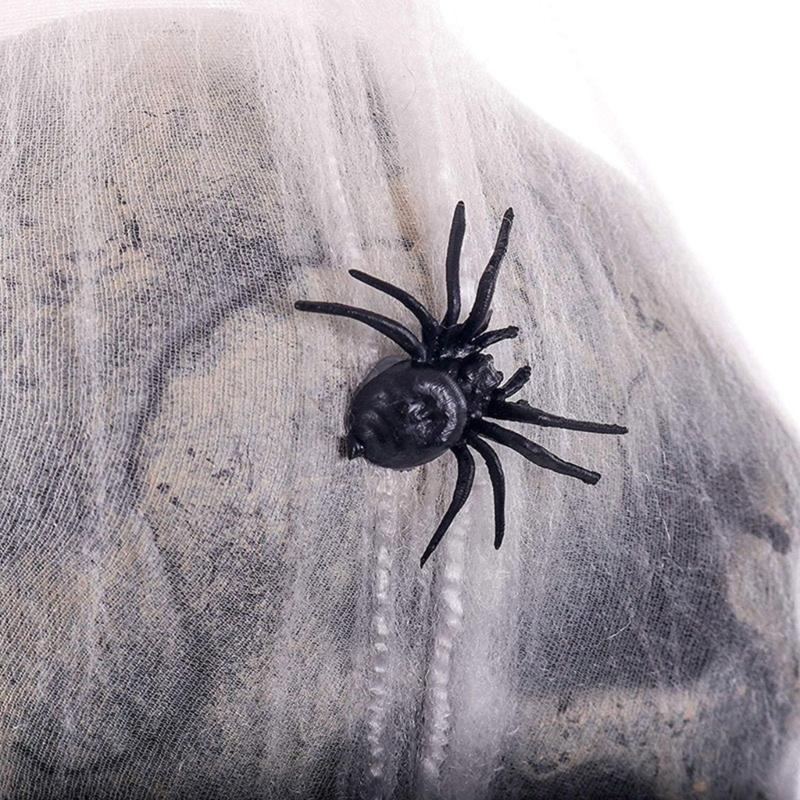 Spooky Halloween Yard Decors Spooky Halloween Party Accessory Skull Ornament with Cobweb and Sound Interaction