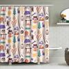 Outdoor Adventure Shower Curtain Campfire Patterns Decorative Waterproof Shower Panel Hiking Travel Camping Gear Set For Home Ba