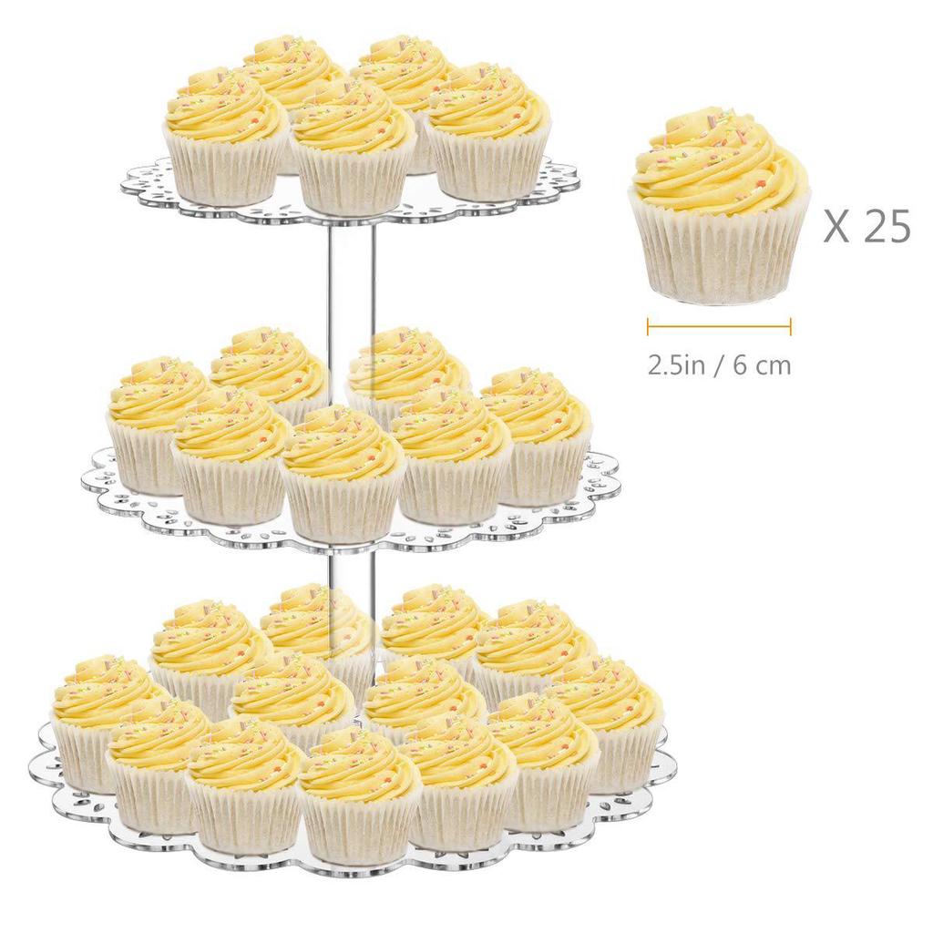 3-layer Flower Shaped Cake Rack Durable Non-slip Acrylic Pastry Dessert Rack Baby Shower Wedding Birthday Party