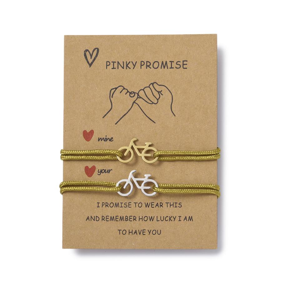 Noter 2Pcs Matching Couple Bracelet Stainless Steel Bicycle Cool Riding Paired Accessory Premium Selected 2mm Cord Adjustable