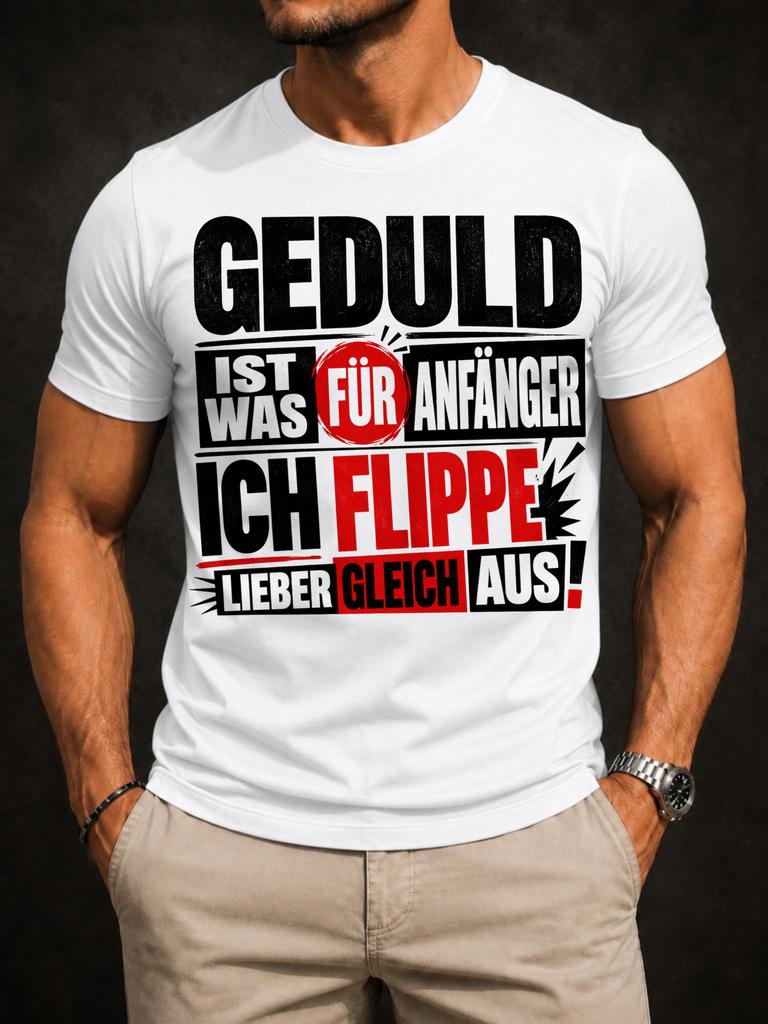 Geduld Ist Was Fur Anfanger Ich Flippe Lieber Gleich Aus Red Bold Text And Casual Graphic Style Unisex All Tshirt