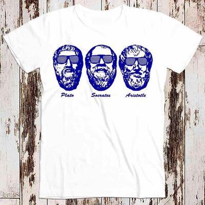 230 Gsm 100% Baumwolle Sokrates Platon Aristoteles Philosophen Geek Lustig 80er Retro Cool Top T-Shirt 8777