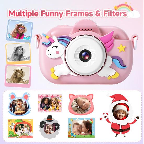 Kids Camera Toys for Girls Age 3-8, Kids Digital Camera Toddler Camera for 3 4 5 6 7 8 Years Old Birthday Gifts, 1080P Video Camera with Cute