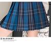 Women's Blue Plaid A-Line High Waist Pleated Skirt - College Style, Plus Size, Short Length for Spring & Autumn