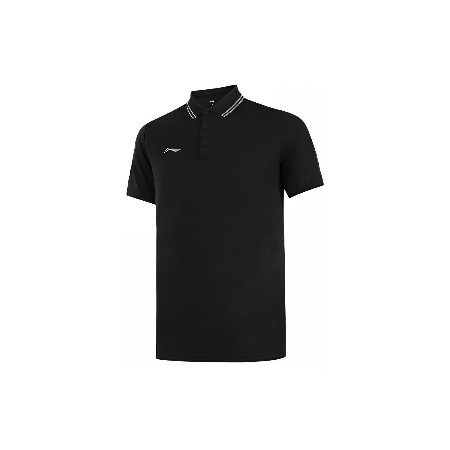 

Li Ning простой воротник свитер спортивный короткий рукав поло мужской поло черный APLT077-4 S