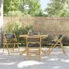VidaXL Folding Bistro Set 5 Pcs and Dark Grey Cushions Bamboo, Garden Bistro Set, Balcony Set, 3208936