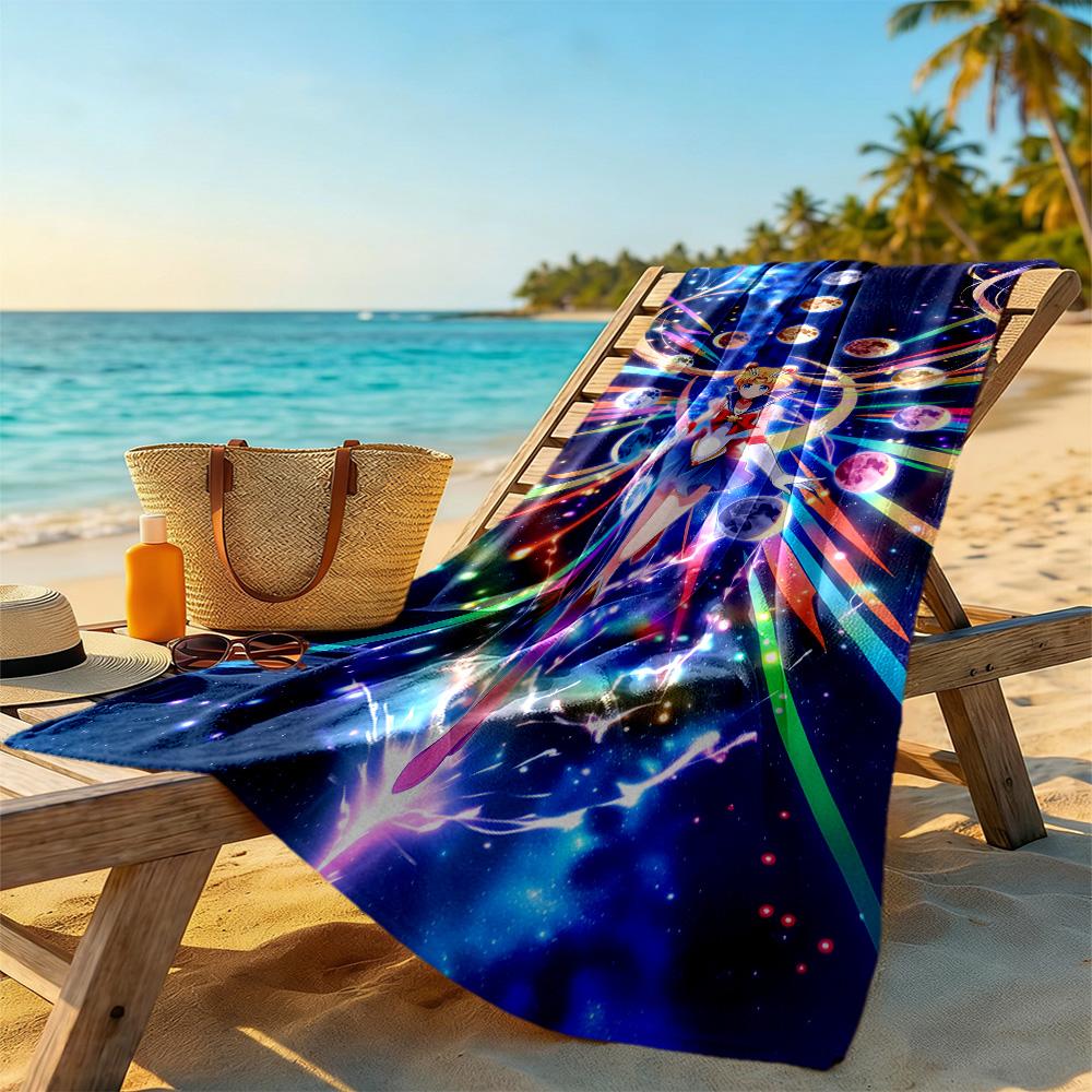 Sailor Moon Circle soft beach towel Durable Picnic mat, yoga & fitness, camping blanket Bath Accessory Wedding Party Gift